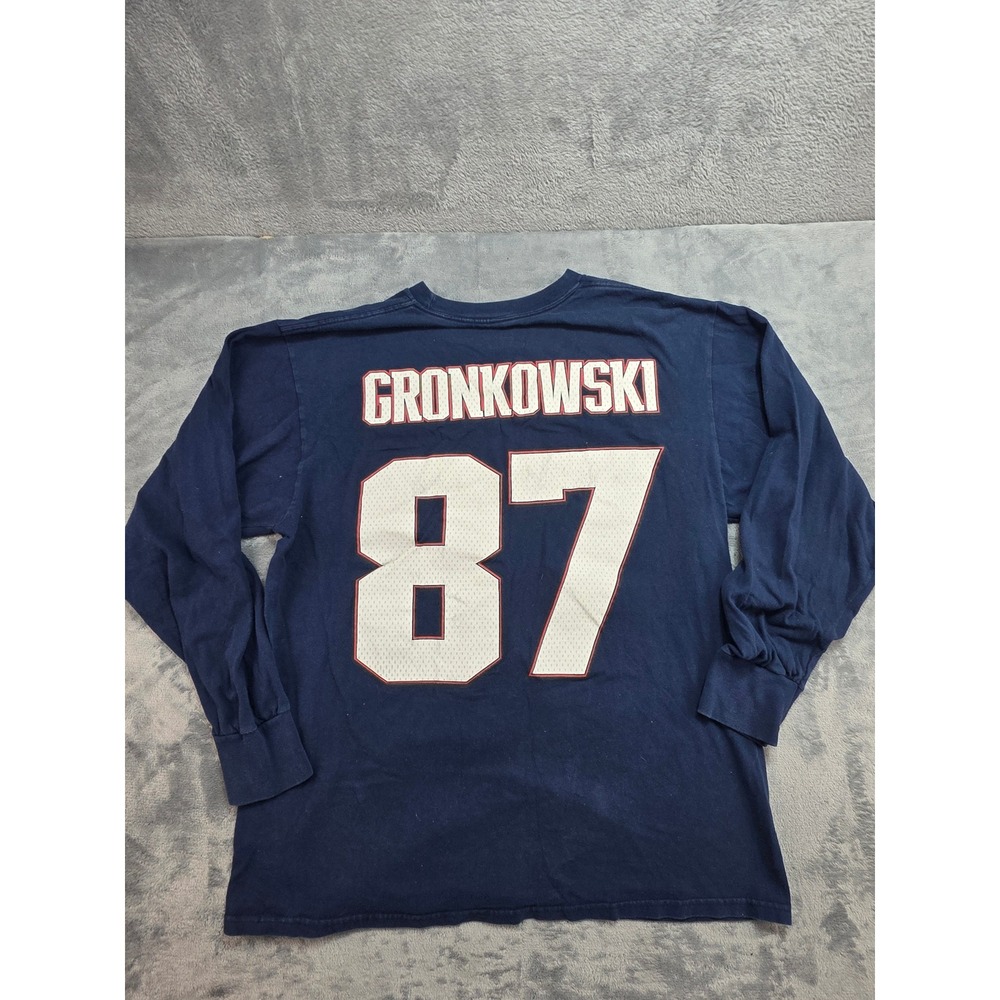 Majestic New England Patriots Rob Gronkowski 87 Long‎ Sleeve Shirt Navy Mens L